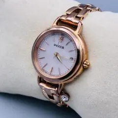 稼働品 CITIZEN wicca ソーラー レディース 腕時計 ピンクゴールド