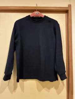 UNIQLO ソフトニットフリースクルーネックT ネイビー