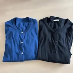 ネイビーとブラックの長袖カーディガンセット Lサイズ