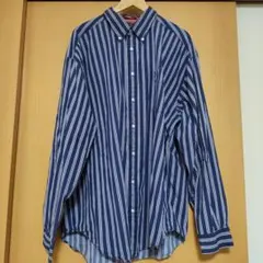【美品】TOMMY HILFIGER ネイビー ストライプ シャツ XXL