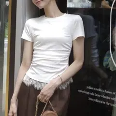 polaura ポローラ ノベルティ lace T-shirt