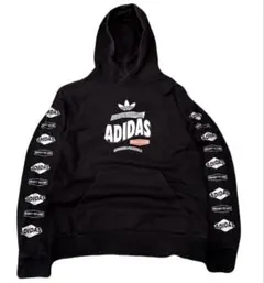 adidas アディダス 袖ロゴ フーディパーカーフェード ブラック