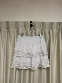 ホワイト レース フリル ミニスカート