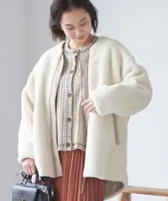 ニコアンド　リバーシブルボアキルトブルゾン