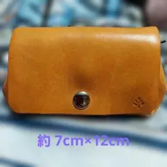 【牛革】アコーディオンミニ ウォレット キャメル ヌメ革 約7cm×12cm