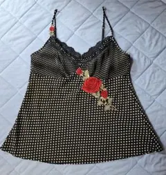 ドット柄 ローズ刺繍 キャミソール 　ワコール　Lサイズのサムネイル