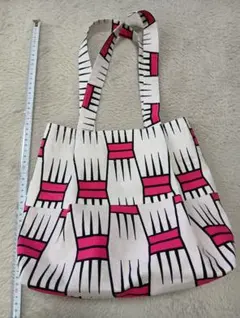 ハンドメイド トートバッグ ピンク×ホワイト