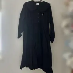 merry jenny フリルカラーシャツワンピース黒 くま