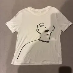 H&M 半袖Tシャツ デザイン 白 トップス カットソー S おしゃれ キラキラ