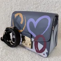 【美品】FURLA ショルダーバッグ 斜め掛け ネイビー ポシェット
