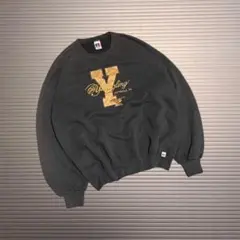 90s USA제 Y2K archive 러셀 짧은 길이 스웨트 잉크 블랙 자수