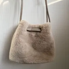 【grove】ベージュ フェイクファー ショルダーバッグ