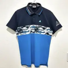 ルコックスポルティフ(L)ゴルフ ポロシャツ メンズ ネイビー×ブルー 吸汗速乾