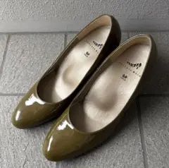 ワコール　サクセスウォーク　エナメル　パンプス 23.0 D オリーブグリーン