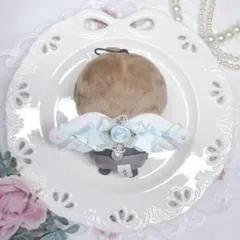 にじぱぺっと 10㎝ ぬい服 リボン 天使の羽 スカイブルー