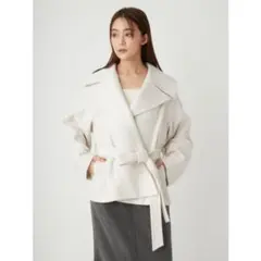 super100 ウール M ivr✴︎ FRAY IDビッグカラーショートコート