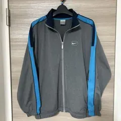 NIKE ナイキ トラックジャケット ジャージ グレー×水色　スウッシュ 刺繍