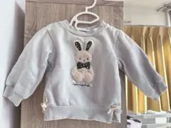 ベビー服 うさぎ 秋冬用 長袖Tシャツ カットソー80cm 水色