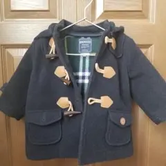 ミキハウス　ダッフルコート　ネイビー　紺　チェック　80