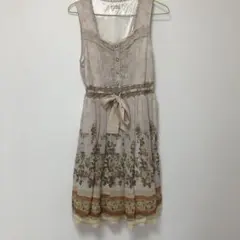 アクシーズファム　花柄パネルワンピース　イエロー　クリーム　フラワー　M レース