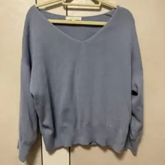 【Ｆ】PROPORTION ブルー Vネック ニット Mサイズ