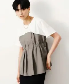 ビスチェドッキングカットソー【洗濯機洗い可】　オペークドットクリップ