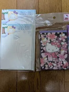 サンリオ　ハローキティ　メモ帳　桜　ボールペン　北海道　ご当地　便箋