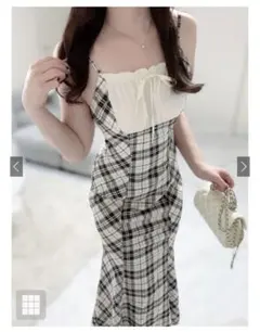 GRL チェック柄キャミソールマーメイドロングワンピース 【gn467】