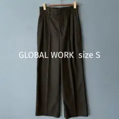 global work 黒センタープレスパンツ オフィスにも 秋冬