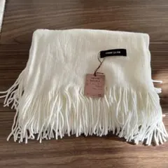 COMME CA ISM ホワイト フリンジマフラー