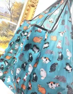 큰 에코백 고양이 무늬 1봉지 쇼핑백 대용량 핸드백 가방 남녀 겸용 쇼핑백