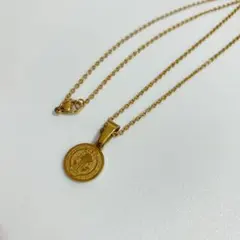 金メッキ メダル型ペンダント ネックレス