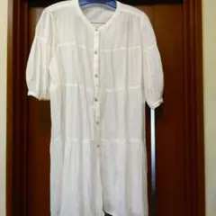 earth music&ecologyオフホワイト 半袖チュニック ブラウス