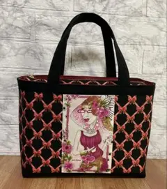 トートバッグ　ファスナー仕切り付　ハンドメイド　　ロラライハリス
