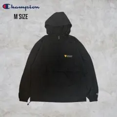Champion 企業ロゴ ハーフジップ アノラックパーカー 黒 M