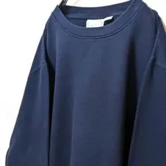 肉厚無地 スウェットトレーナー 2XL ネイビー 古着 紺色