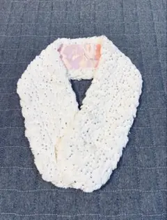 ファーマフラー　スパンコール付き　オフホワイト　洋装にも着物にも合いますよ