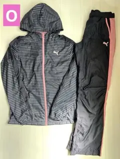 【PUMA】ストライプ フード付きジャケット セットアップ レディースO(LL)