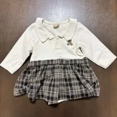 petit main チェック柄長袖ロンパース80cm
