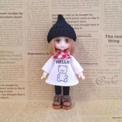 オビツ11服　ロゴ＆クマのミニワンピース・スヌードセット　ねんどろいどどーる