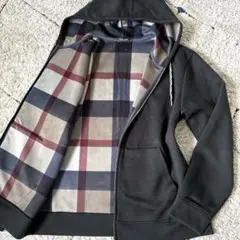 【希少✨】ブラックレーベルクレストブリッジ　パーカー　ジップ　チェック　黒　XL