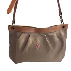 CLEDRAN クレドラン ショルダーバッグ グレージュ シンプル レザー ロゴ