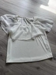 【GRL】グレイル 異素材フリル付きリブニットトップス 白 S【美品】