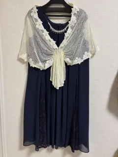 ネイビー パーティードレス レースボレロ付 アクシーズファムのサムネイル
