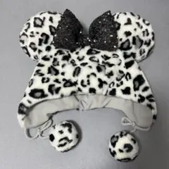 ディズニー ファンキャップ ミニー ヒョウ柄 白