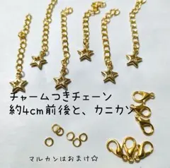 チャームつきアジャスターとカニカンセット　ゴールド