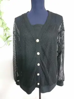 メッシュカーディガン × キャミ 4L 大きいサイズ