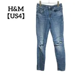 H&M 【US4】 ダメージスキニーデニム　カジュアル　y2k　平成　ギャル