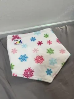 フリースネックウォーマー白　雪の結晶柄