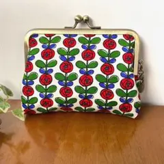 赤い薔薇の親子がま口財布
